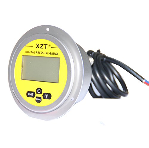 XZT Medidor de presión hidráulico digital de 8 cm, sensor de presión, 0 ~ 10000 PSI 1/4 NPT-entrada trasera, alimentación 110 V CA