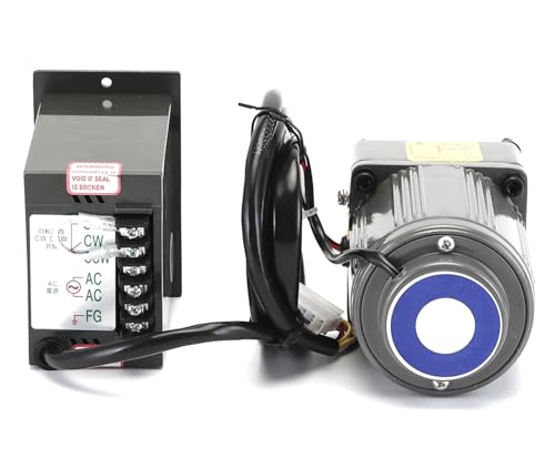Motor de CA de 110 V + driver de velocidad + caja de engranajes, motor eléctrico monofásico de 15 W con caja de cambios, motor de velocidad variable de 0-450 RPM, motor de engranaje reversible con