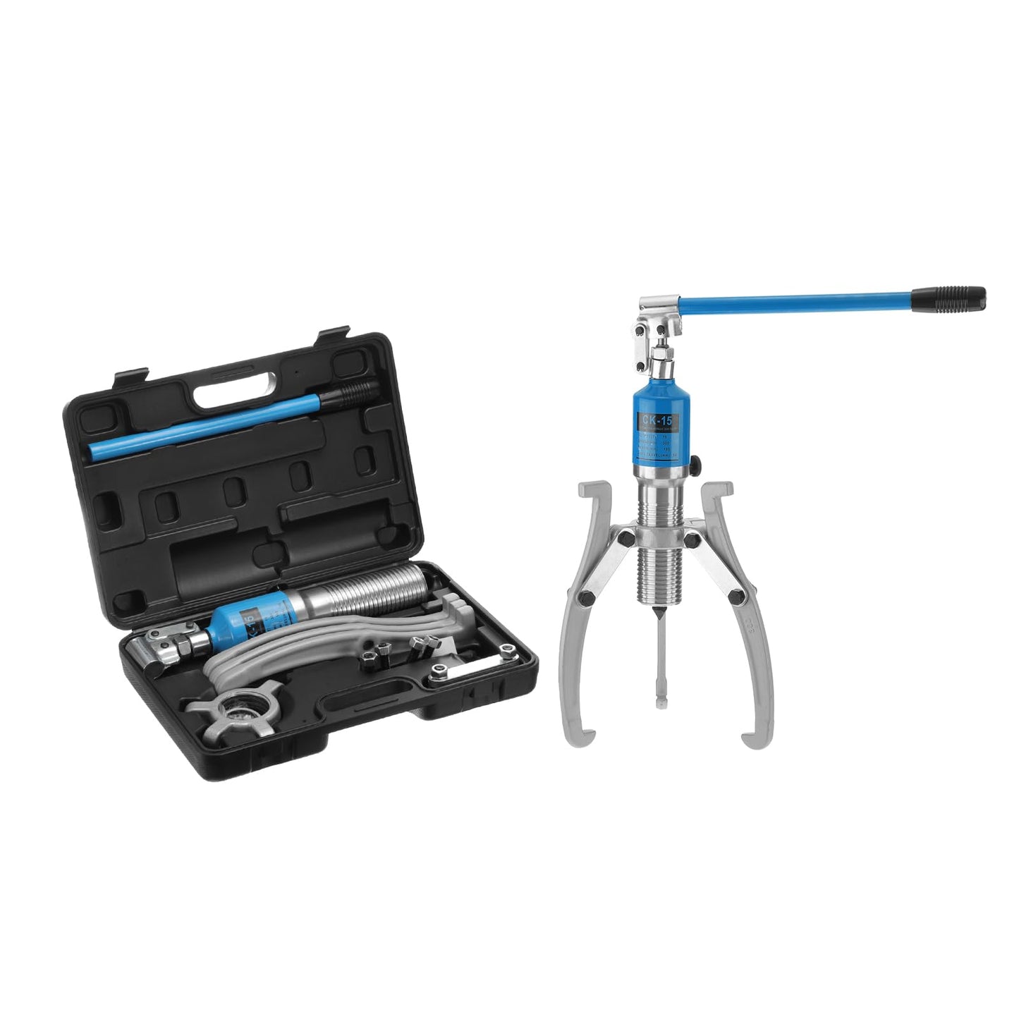 HARFINGTON - Extractor hidráulico de engranajes de 15 toneladas, 3 mordazas de 12 pulgadas, herramienta separadora de cubeta de rodamiento de rueda para polea de engranaje de rodamiento, color azul