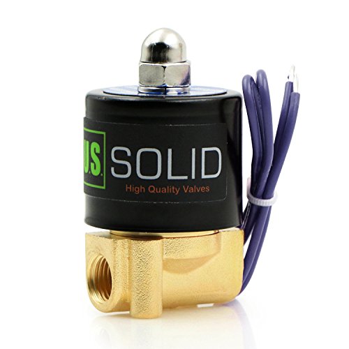 NPT válvula solenoide eléctrica de metal de 1/4 pulgadas, 12VDC normalmente cerrada VITON (rosca de tubería estándar EE. UU.). Metal macizo, actuación directa, válvula solenoide de junta Viton por U.S. Solid.
