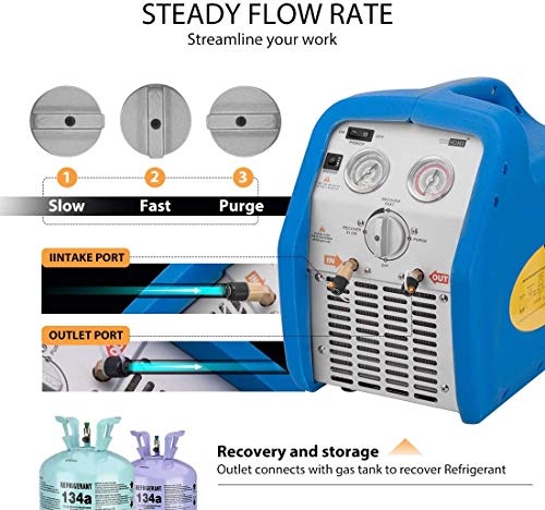 VIVOHOME 110-120V AC 60Hz 3/4HP Máquina refrigerante portátil de recuperación de un solo cilindro azul