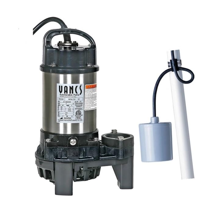 Tsurumi Pump 8PN (50PN2.75S) 1hp, 115V, bomba sumergible para estanque y cascada, acero inoxidable, 5550 GPH. Descarga de 2 pulgadas + SJE Rhombus PumpMaster 1002732 20 pies (normalmente abierto/bomba