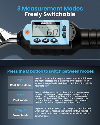 GOYOJO 2024 - Llave dinamométrica digital de 3/8 pulgadas, alta precisión, multiaplicación, ideal para automoción, motocicleta, bicicleta, bricolaje y reparación del hogar, duradera, precisa, fácil de