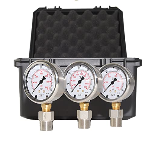 XZT Kit de manómetro analógico de presión hidráulica 17N, conjunto de manómetros de presión, manguera de prueba, con entrada de base NPT