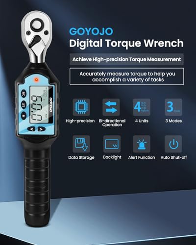 GOYOJO 2024 - Llave dinamométrica digital de 3/8 pulgadas, alta precisión, multiaplicación, ideal para automoción, motocicleta, bicicleta, bricolaje y reparación del hogar, duradera, precisa, fácil de