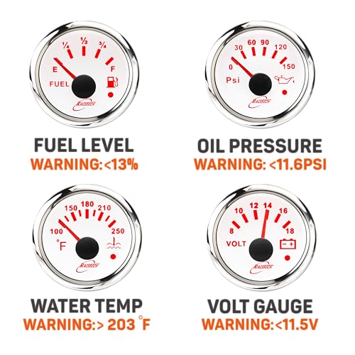 Juego de instrumentos marinos de calibre 5, luz indicadora blanca, 3-3/8 pulgadas, velocímetro GPS, tacómetro de 120 MPH, tacómetro de 8000 rpm, 2-1/16 pulgadas, medidor de combustible,