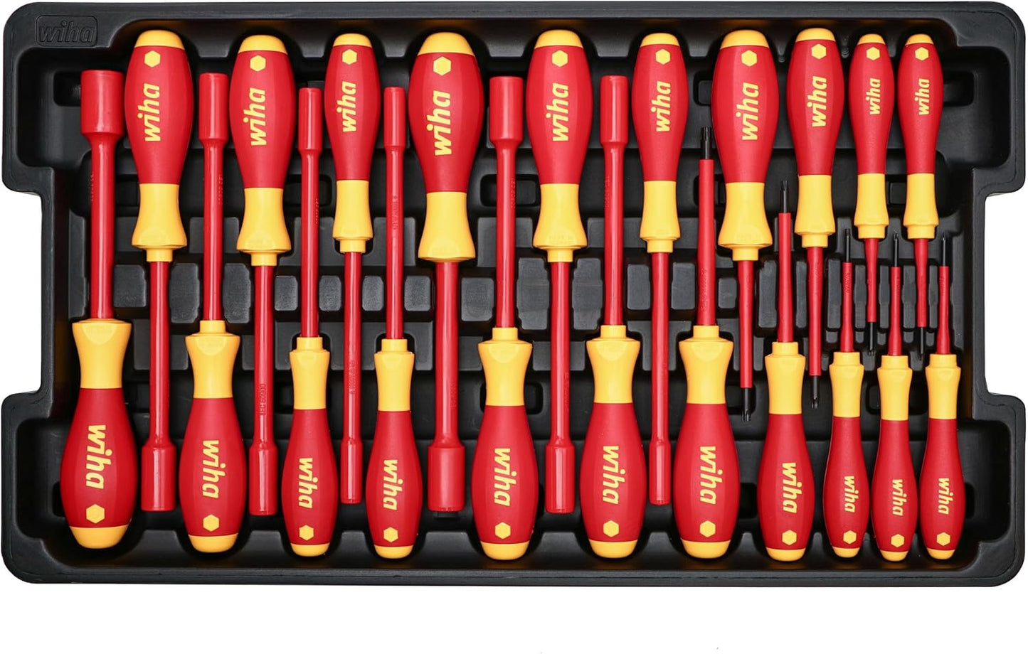 Wiha 32800, juego de herramientas aisladas con desarmadores, llaves para tuercas, pinzas, cortadoras, cuchillos y dados en bolsa de herramientas desplegable, 80 unidades