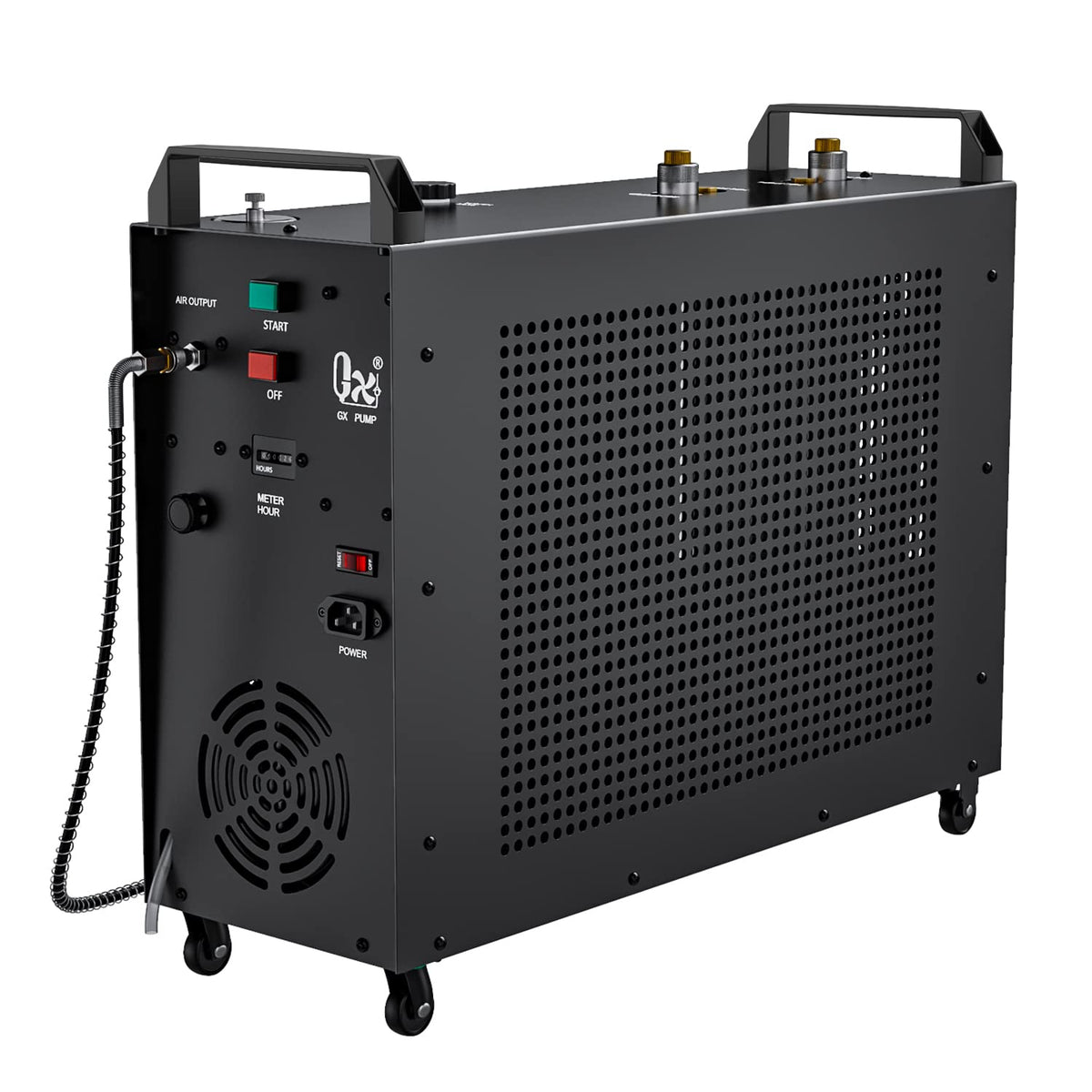 Compresor de aire PCP GX-E-5K2, 5800psi 110V 1200W, ajuste de parada automática, 2 pistones y 4 etapas de compresión, refrigeración de agua y ventilador, filtro de humedad, 10 horas de trabajo