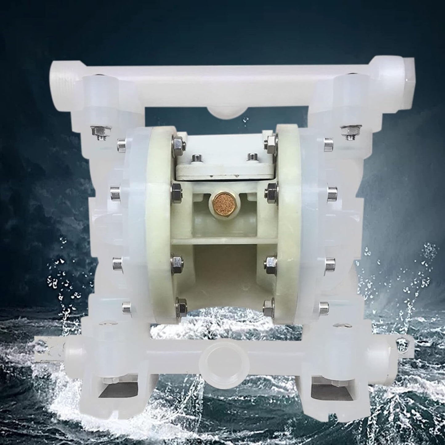 Bomba de diafragma de 3t/h de flujo de 0.23 pulgadas NPT de doble diafragma de 101 PSI de plásticos de ingeniería, bomba de transferencia neumática industrial, resistente a la corrosión QBY4-1599