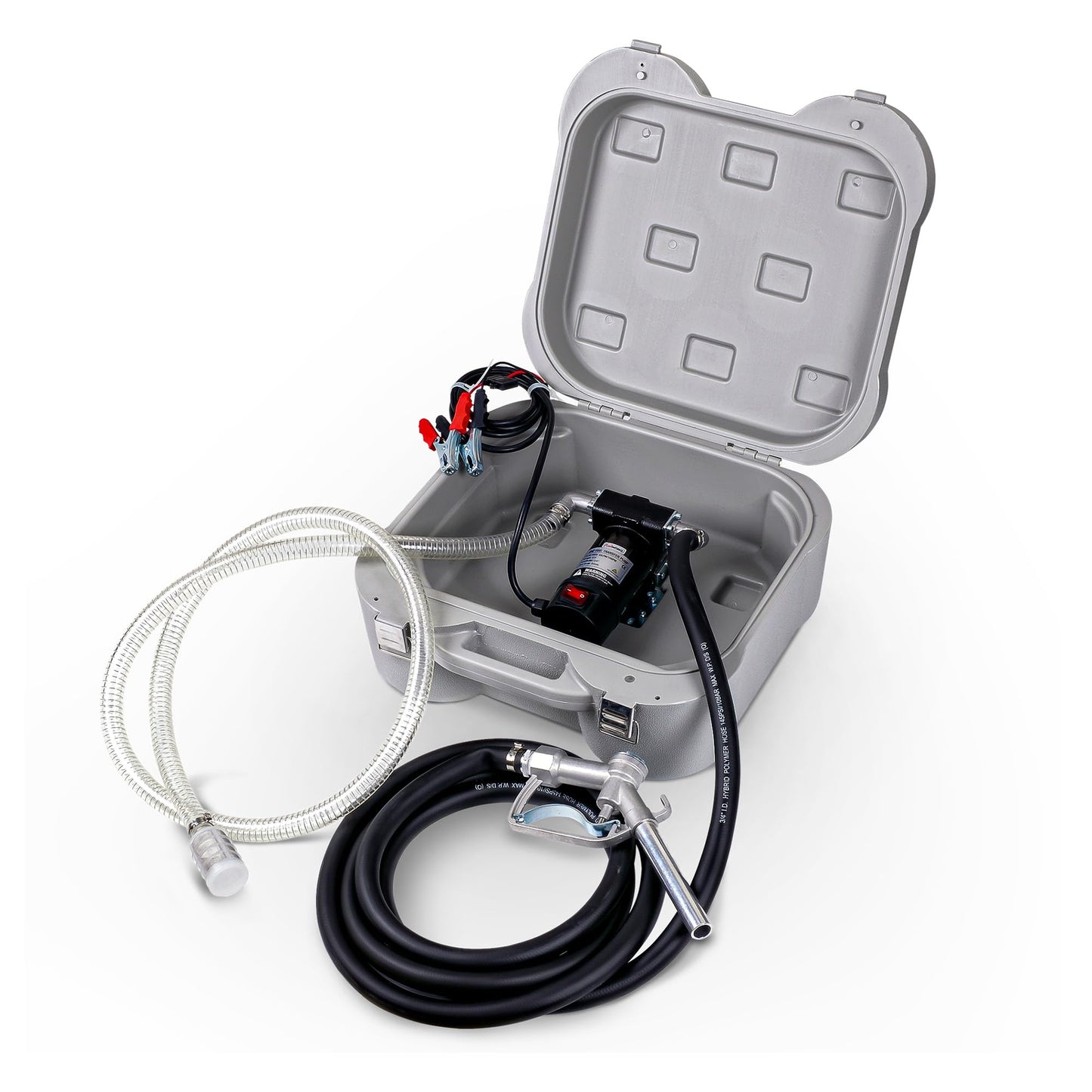 Kit de bomba de transferencia de caja de combustible portátil 10GPM/40LPM (solo para diesel) Heavy Duty Eléctrica autocebante DC 12V abrazaderas de cocodrilo incluye boquilla manual de