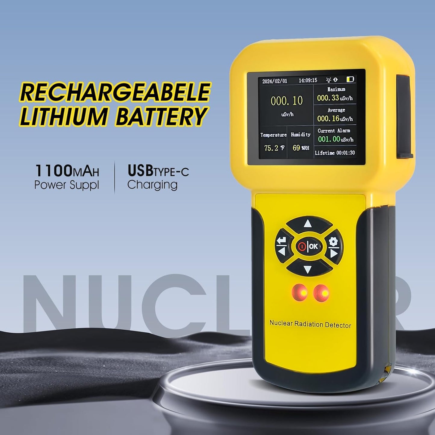 Detector de radiación nuclear, detector radiactivo, medidor radiactivo con pantalla LCD, detector radiactivo, detector de detección de rayos X beta gamma nivel CPM con alarma, monitor de radiación