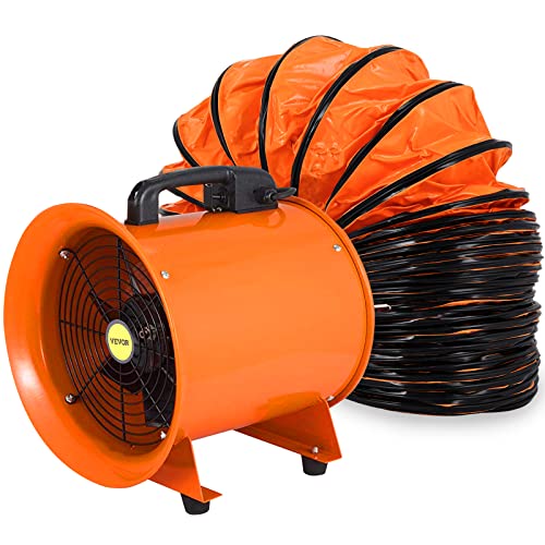 VEVOR Ventilador de ventilador utilitario, 12 pulgadas, 520 W, 2295 CFM, ventilador de alta velocidad con manguera de conducto de 32.8 pies, ventilador de ventilación portátil, extractor de humos para