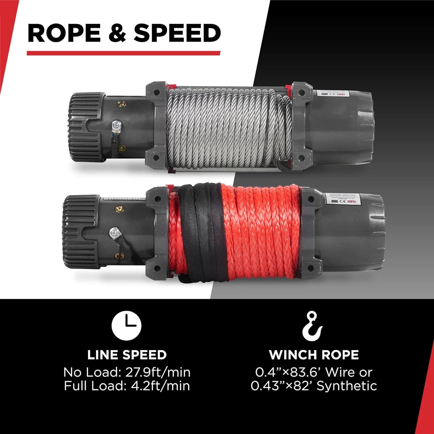 Warrior Winches Samurai 8,000 lbs 12v cabrestante eléctrico con cable de acero: perfecto para Jeep Wranglers, camiones, ATV y aventuras todoterreno. Controles inalámbricos