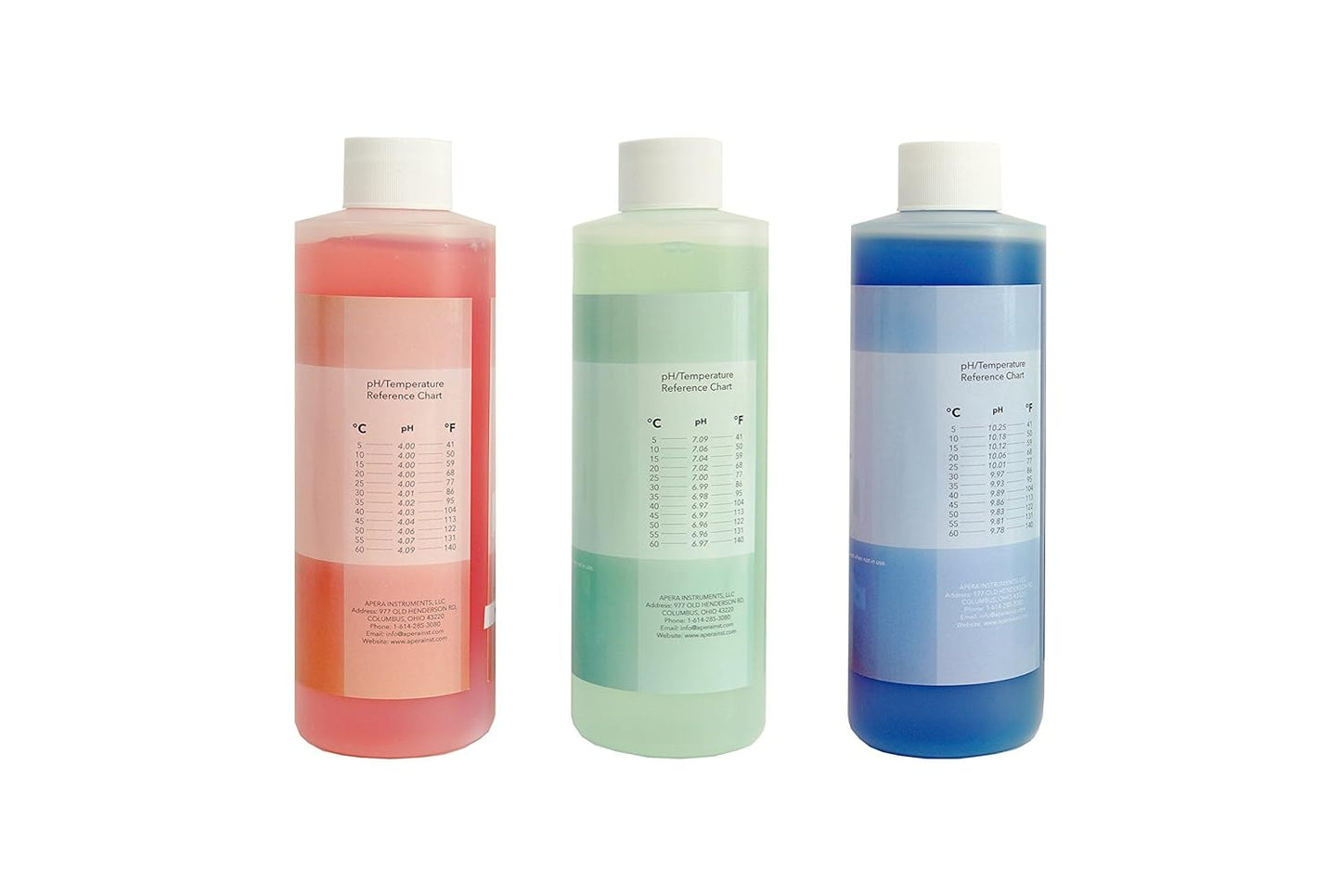 Apera Instruments, LLC-AI1104 Kit de solución tampón de calibración de pH de 16 onzas (pH 4.00, 7.00 y 10.01), más solución de almacenamiento 3M KCL y CalBox