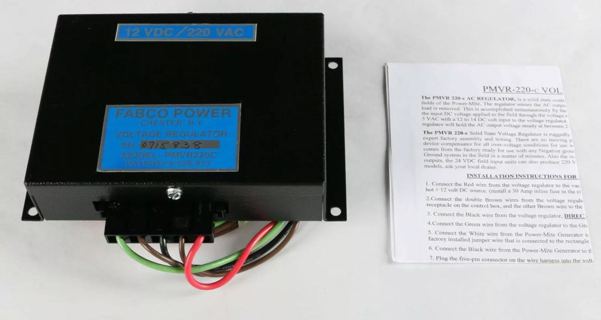 Nuevo Kit generador de PM-220 accionado por correa Fabco Power Mite con caja de control y PMVR-