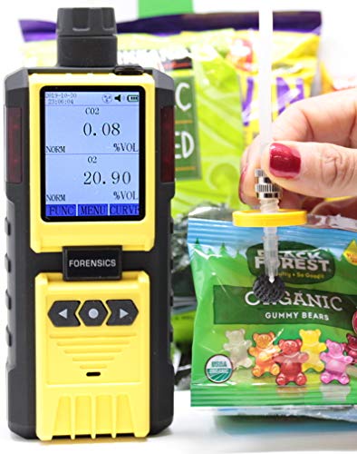 Analizador de dióxido de carbono y oxígeno para análisis de espacio de cabeza por forense | Analizador de envases de atmósfera modificada | Recarga USB | Registro de datos de computadora | Calibración FD-600-HA-CO2-O2