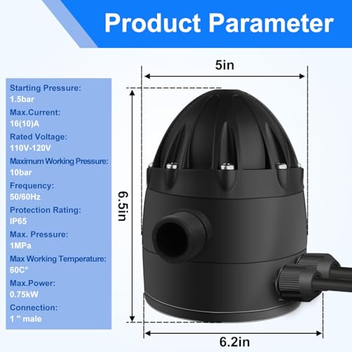 Controlador automático de bomba EPC-16 IP65, ajuste giratorio, conector de bomba de metal, control de interruptor electrónico, controlador de presión de bomba de agua, 110V/0.75KW/1MPa, TÜV, ideal para el