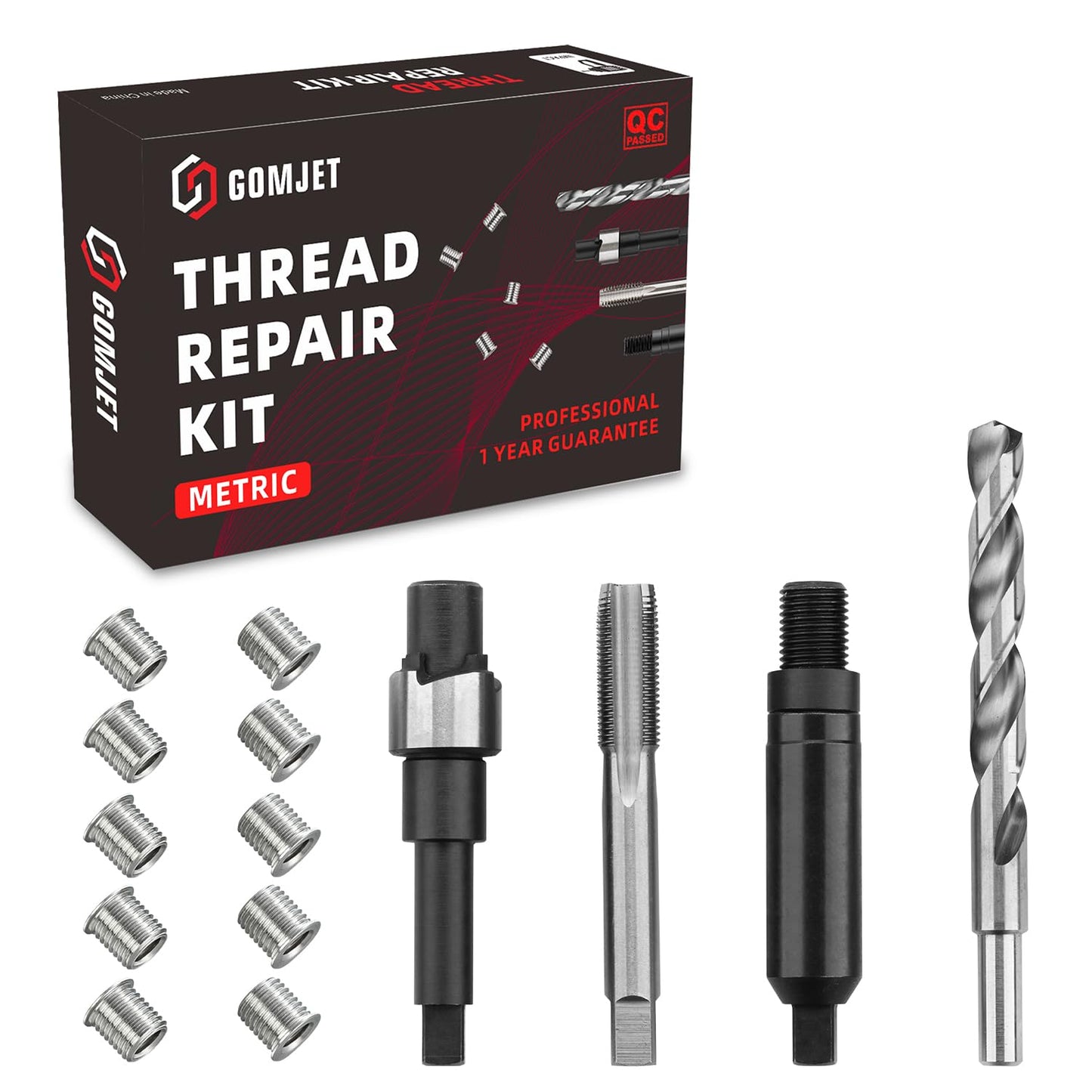 Kit de reparación de rosca métrica M12X1.25, con inserto de acero inoxidable M12X1.25X15MM cantidad 10