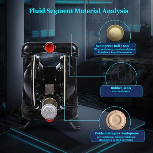 Bomba neumática de doble diafragma Entrada/salida de 1-1/2 pulgada 90 gpm Bomba de suministro de fluido de aluminio para aceite residual químico e industrial combustible de hasta 120 psi de aleación QBY4