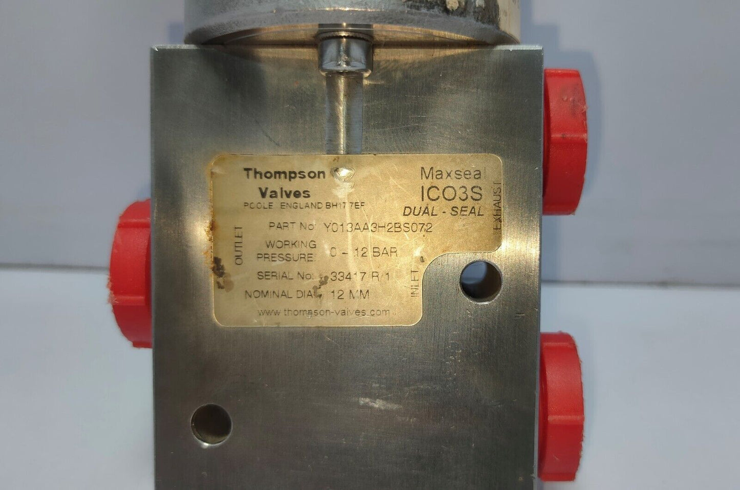 Válvula solenoide de acero inoxidable Maxseal ICO3S Y013AA3H2BS072