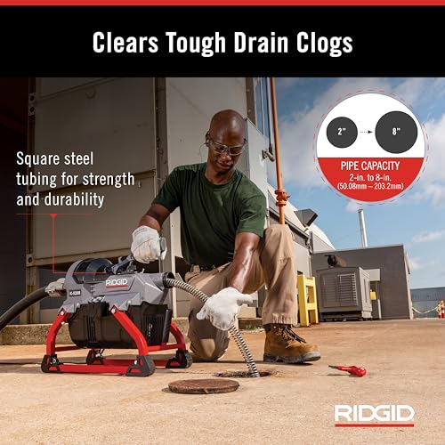 Ridgid 61693 K-5208, 115V 60Hz Máquina limpiadora de drenaje con manguera guía, 4 cables C-11, portador de cables seccionales y kit de caja de herramientas (con cortadores) Número de pieza 61693