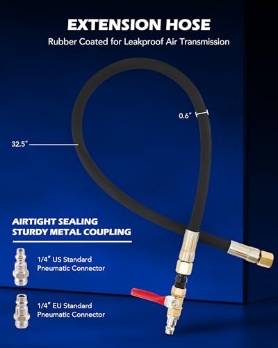 Orion Motor Tech Juego de extractor de inyector neumático para motores diesel, 23 piezas de 5-8 bar kit de herramientas de extracción de inyectores de vibración de aire con martillo extractor, 19