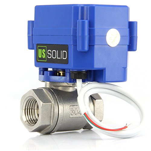 EE.UU. Válvula de bola motorizada sólida de 1/4 pulgadas, válvula de bola eléctrica de acero inoxidable de 110 V CA, configuración de retorno automático de 2 cables, normalmente cerrada
