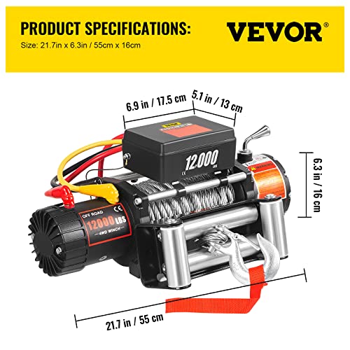 VEVOR - Cabrestante para camión 12000lbs Winch_07