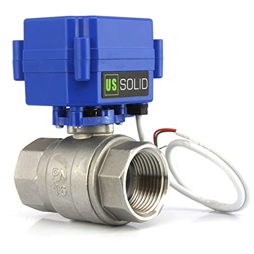 Válvula de bola motorizada, válvula de bola de acero inoxidable de 1 pulgada con puerto completo, 9-24 V CA/CC y configuración de retorno automático de 2 cables, normalmente abierta por EE. UU. Sólido