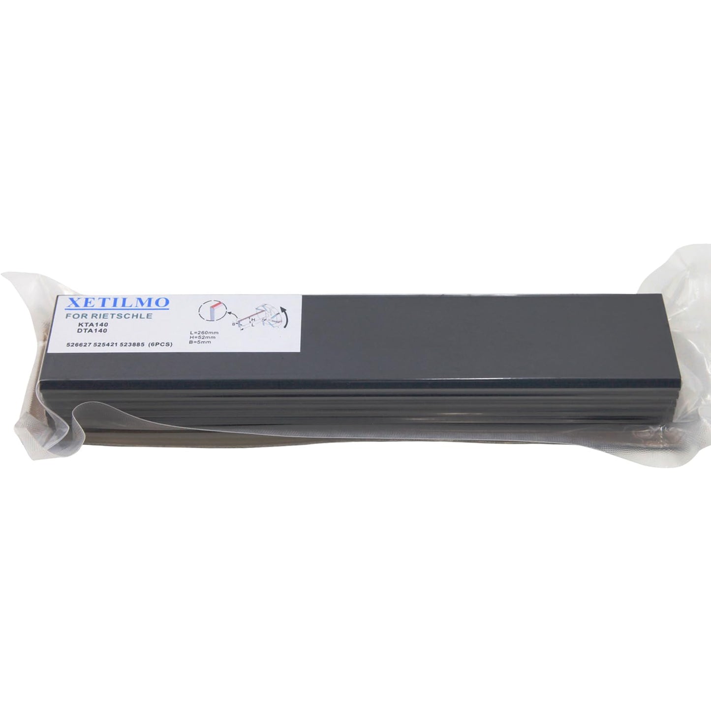 Carbon Vane 526627 525421 523885 5238850006 para bomba de aspiradora Rietschle KTA 140, DTA 140, hoja 52.0 x 5.0 x 10.2 pulgadas (total 6 piezas)