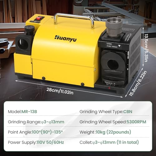 Huanyu MR-13B High-precision Drill Bit Grinder Portable Drill Bit Sharpener Re-sharpener Angle Grinding Machine, Grinding Range: ф3-ф13 (110V, CBN (for HSS))