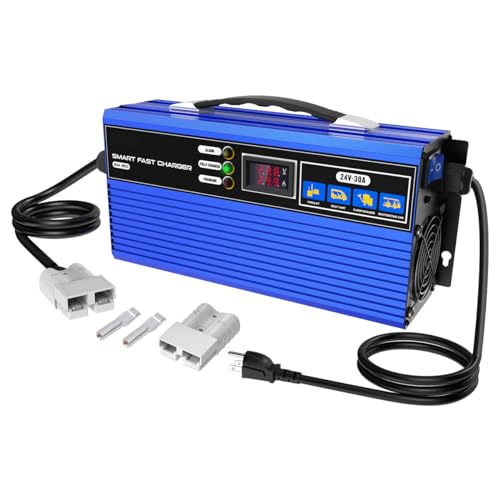 Cargador de batería para carretilla elevadora de 24 V 30 A, cargador de batería inteligente para carrito de golf, cargador eléctrico completamente automático, cargador de palé eléctrico y carretilla