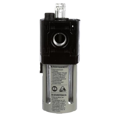 ARO Ingersoll Rand ARO L36231-100-VS Lubricador de línea de aire, 3/8 pulgadas NPT - 150 psi de entrada máxima, negro/gris