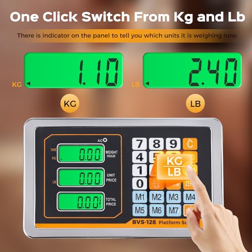 Bonvoisin Báscula de plataforma digital de 660 libras, báscula de piso resistente, báscula de envío postal conmutable KG/LB para pesar paquetes, equipaje, maletas, cajas