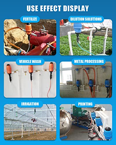 NEWTRY Dosificador de Líquido Químico Inyector 0,4% -4% Inyector Automático de Fertilizante Proporcionador Dispositivo de Dosificación Bomba Proporcional Azul 4,4-660,43 galones/h