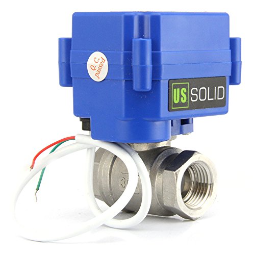 EE.UU. Válvula de bola motorizada sólida de 1/4 pulgadas, válvula de bola eléctrica de acero inoxidable de 110 V CA, configuración de retorno automático de 2 cables, normalmente cerrada