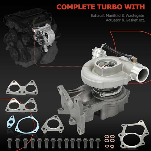 A-Premium Kit completo de turbocompresor turbo, con actuador y junta de desagüe, compatible con Chevy Silverado 2500 HD, Silverado 3500 y GMC Sierra 2500 HD, Sierra 3500, 01-04, 6.5L, Reemplaza # 12530339