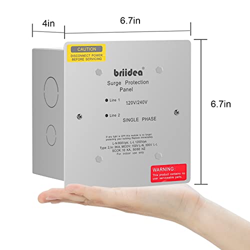 Protector contra sobretensiones para toda la casa, briidea tipo 2 monofásico de 120/240 voltios, protección contra sobretensiones para toda la casa, grado comercial ligero/residencial, en carcasa NEMA 1
