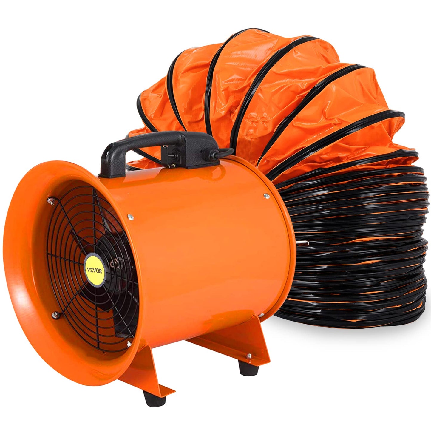 VEVOR Ventilador de ventilador utilitario, 12 pulgadas, 520 W, 2295 CFM, ventilador de alta velocidad con manguera de conducto de 32.8 pies, ventilador de ventilación portátil, extractor de humos para