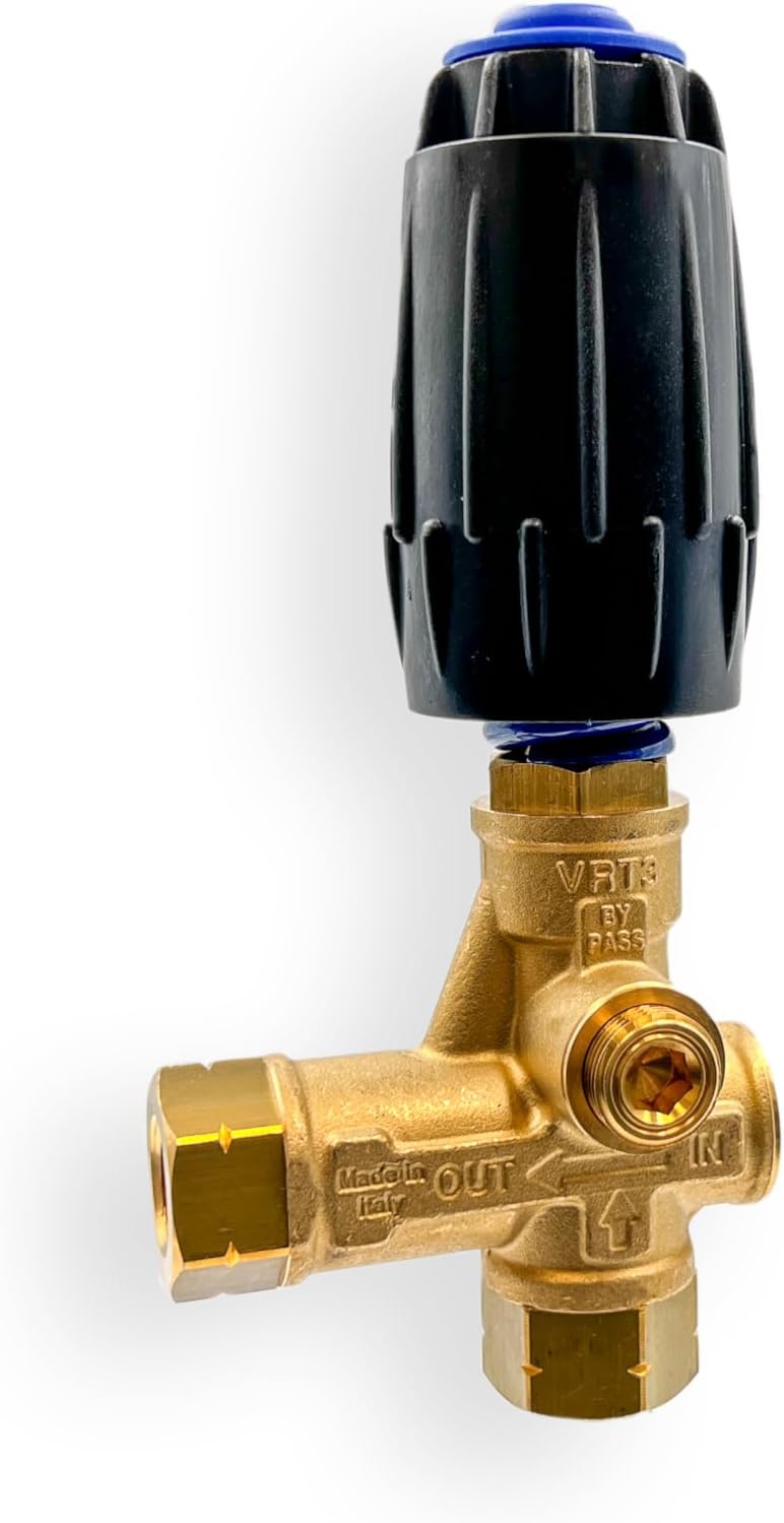 AR ANNOVI REVERBERI, VRT3-250, Descargador de lavadora a presión -Blue Spring, 3,650 max PSI, 10.5 max GPM, 3/8"F salida, perilla ajustable