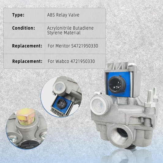 4721950330 S4721950330 Válvula de relé ABS para Meritor S4721950330, para Wabco 4721950330 12V Válvula moduladora ABS (1 unidad)