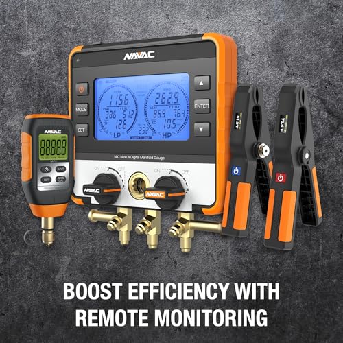 NAVAC NX1V Nexus - Manómetro digital para sondas de temperatura, con Bluetooth para sondas de temperatura, resistente a los impactos con cuerpo de aluminio y cubierta de goma, compatible con A2L