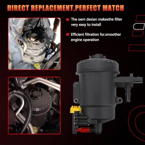 Conjunto de carcasa del filtro de combustible compatible con Ram Vehicle 2500 3500 4500 5500 2013-2018 6.7L Turbo Diesel Engine Replace# 68157291AA 68157290AB