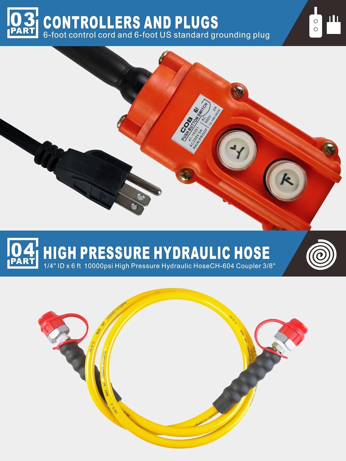 AMZCNC - Bomba hidráulica eléctrica bidireccional (2 etapas, doble acción, 110 V, 10 kpsi (10000 psi)