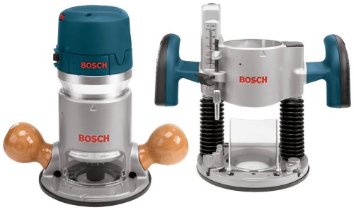 BOSCH 1617EVSPK - Kit combinado de herramientas de enrutador de madera de 12 amperios - Enrutador de inmersión de 2.25 caballos de fuerza y base fija con una velocidad variable