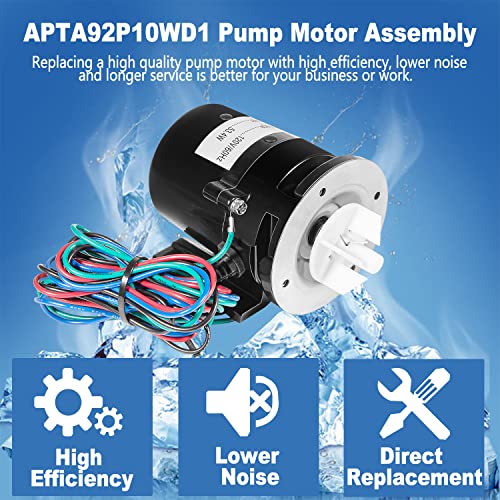 APTA92P10WD1 - Conjunto de motor de bomba de agua de repuesto para bomba de agua Hoshizaki incluye condensador, se adapta a modelos de máquinas de hielo Hoshizaki KM-450 THRU KM-900 KML-600MAH URC-12F