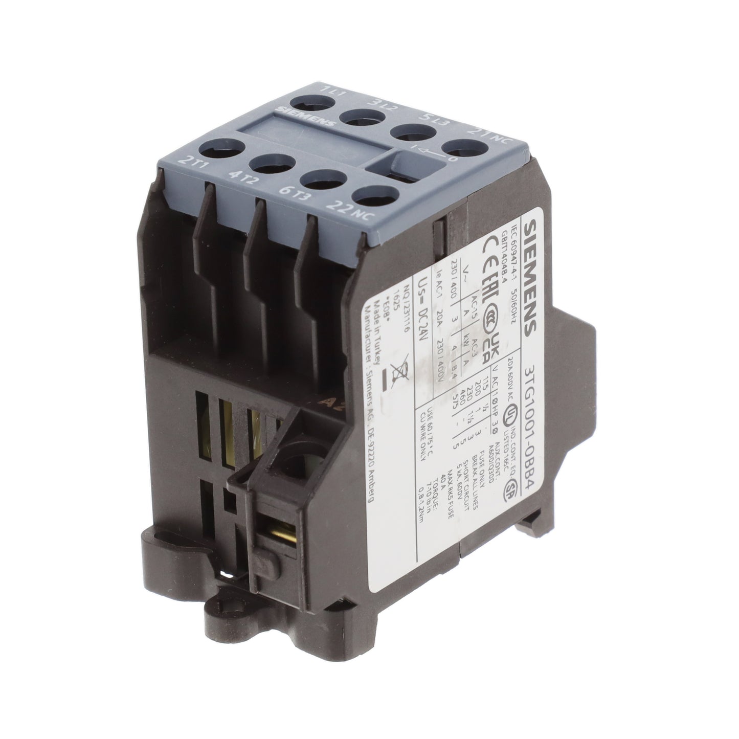 Siemens 3TG10010BB4 - Montaje de chasis, Riel DIN 24VCC