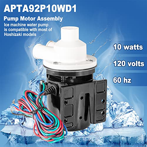 APTA92P10WD1 - Conjunto de motor de bomba de agua de repuesto para bomba de agua Hoshizaki incluye condensador, se adapta a modelos de máquinas de hielo Hoshizaki KM-450 THRU KM-900 KML-600MAH URC-12F