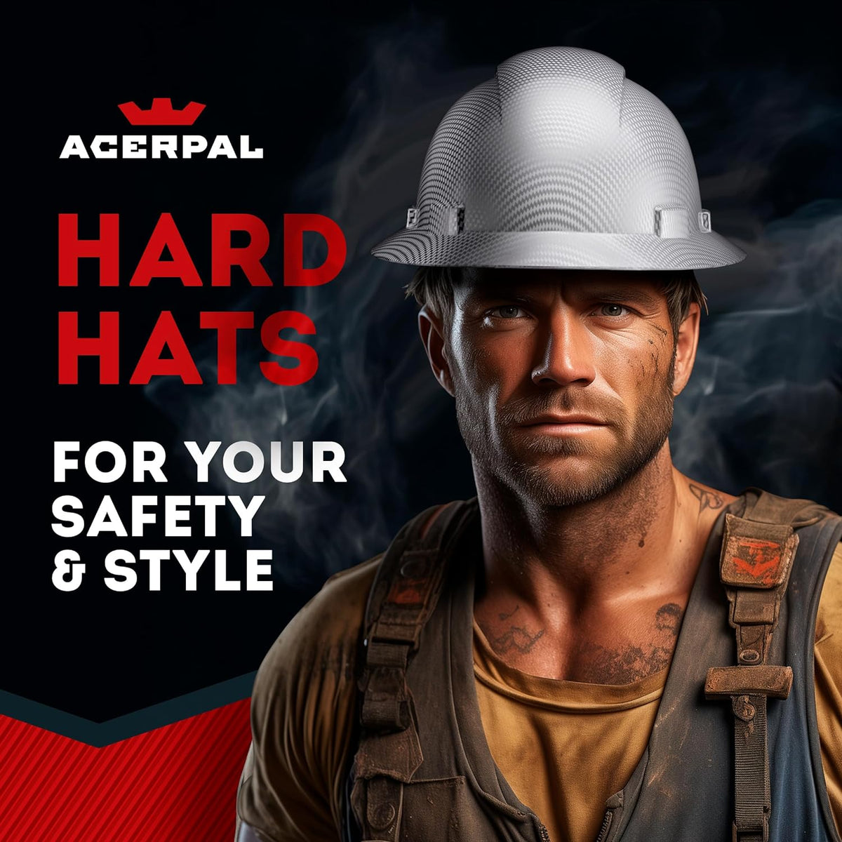 Acerpal Casco duro OSHA con diseño de fibra de carbono ventilada de ala completa con suspensión de 6 puntos (opciones 1)