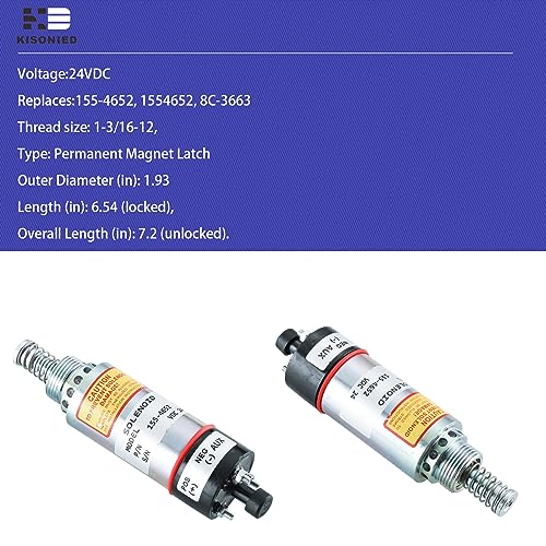 155-4652 Solenoide de apagado de combustible 1554652 8C-3663 para Caterpillar Engine 3114 3116 3126 Excavadora E320B E325B E325C E325CL - 3 terminales 24VDC